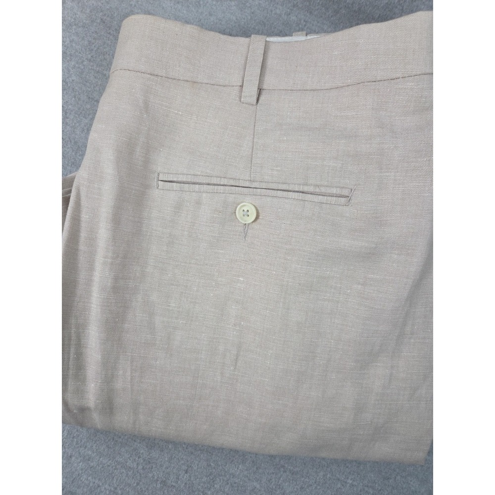 Perry Ellis Folio Flex Mens Pants 38x30 Linen Blend Retro Pleated Cuffed Preppy